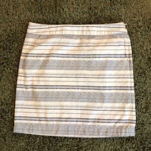 Pencil blue and cream color stripes skirt.
